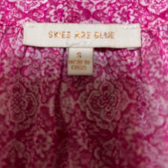 Skies Are Blue Small Long Sleeve Blouse Pink & White Tie Ruffles Lined GORGEOUS - Picture 3 of 5